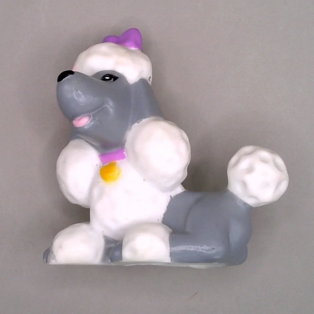 Fisher Price Loving Family Dollhouse White Poodle Dog Figure Pink Bow Pet Toy